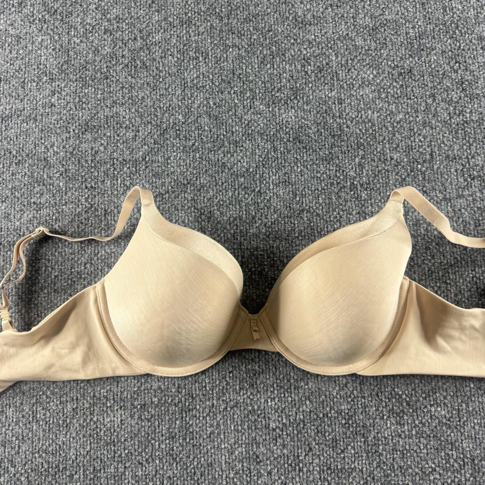 Vanity Fair T-Shirt Bra‎ Womens 34D Beige Padded Underwire Seamless Microfiber